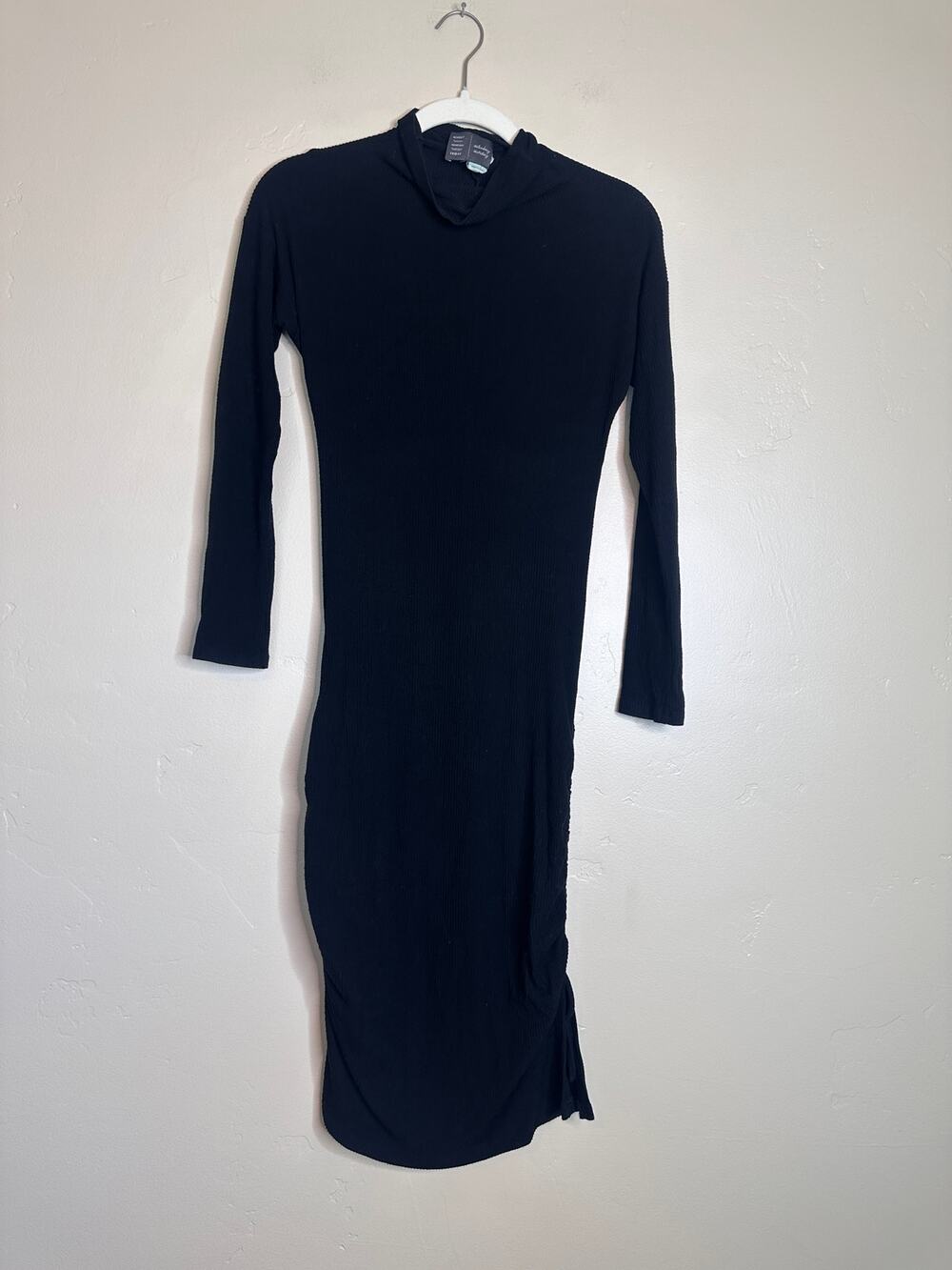 Anthropologie Saturday Sunday Black Ribbed Long Sleeve Dress XS